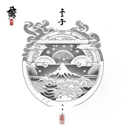 Sun and Moon tattoo design idea