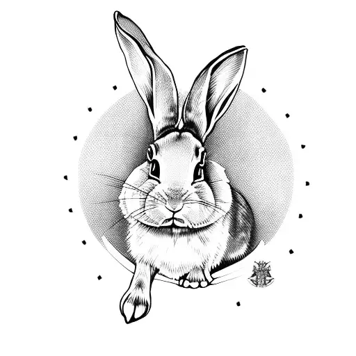 rabbit, old school, cute tattoo design idea