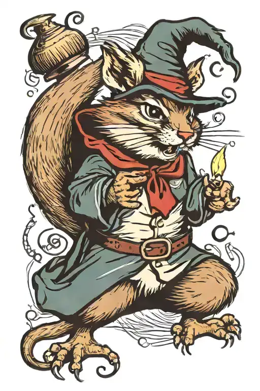 evil chipmunk wizard casting a spell tattoo design idea