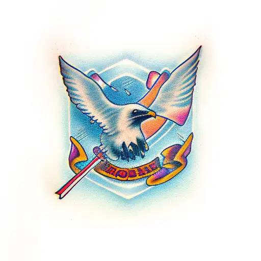 nombre con alas a los lados tattoo design idea