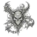 Create a tattoo design that combines elements from League of Legends and Kingdom Hearts, with a focus on dark and mysterious imagery tattoo design idea