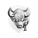A candlestick chart with a bull and bear fighting in the background tattoo design idea
