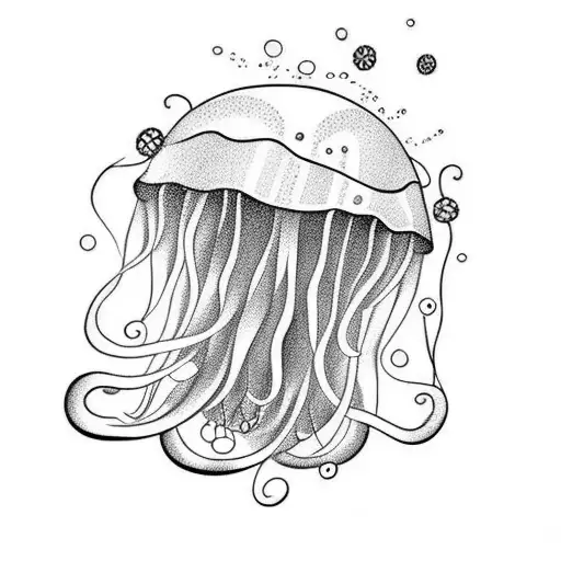 An imaginative tattoo of a jellyfish reading a book underwater tattoo design idea