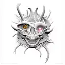 half fossil half gore anatomy Mossasaur fullbody  tattoo design idea