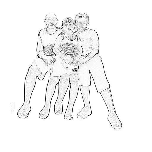 a family posing for a picture tattoo design idea