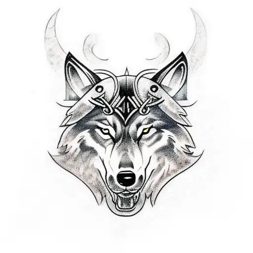 Viking, wolf, Thor, Mjolnir, sleeve  tattoo design idea