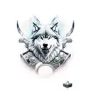 Viking, wolf, Thor, Mjolnir, sleeve  tattoo design idea