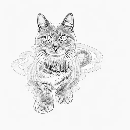 a grey and white cat tattoo design idea