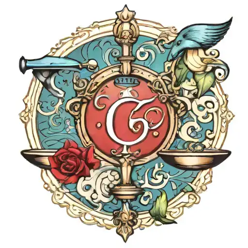 libra sign with stylish letter c  tattoo design idea