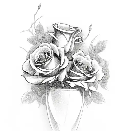 v8 engine with tools and roses tattoo design idea
