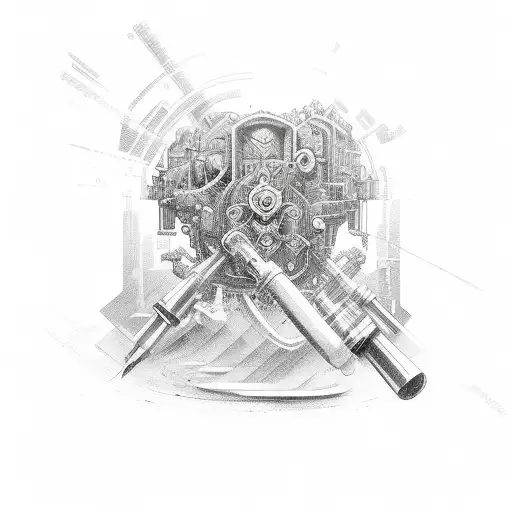v8 engine with tools tattoo design idea