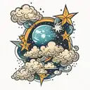 Clouds and stars tattoo design idea