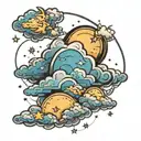 Clouds and stars tattoo design idea