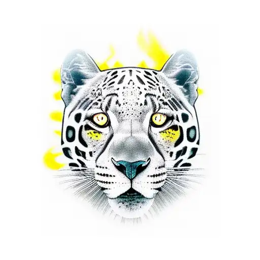 black jaguar colour with yellow eyes tattoo design idea