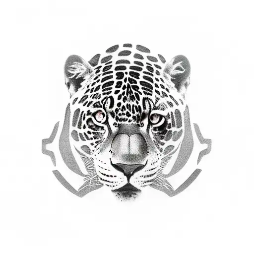 black jaguar in the jungle shadows tattoo design idea