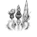 three thistles with eeyore's bow tattoo design idea