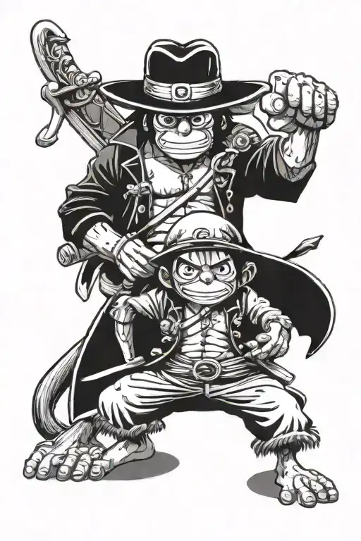 one piece zorro and ruffy d monkey tattoo design idea