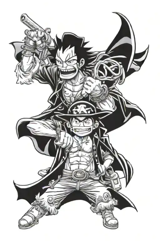 one piece zorro and ruffy tattoo design idea