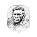 One poker card with Conor McGregor in the middle and in two corners the portrait of Vincent Van Gogh tattoo design idea