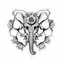 elephant skull with poppies tattoo design idea