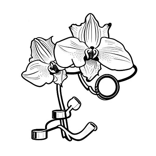 Orchids with stethoscope tattoo design idea