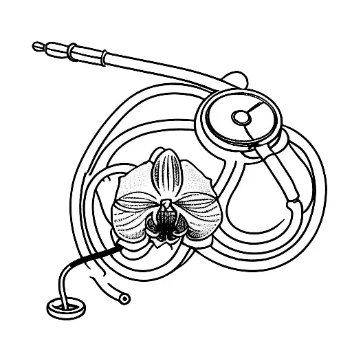 Orchid, stethoscope  tattoo design idea
