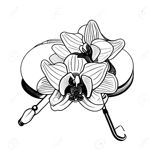 Orchid, stethoscope  tattoo design idea