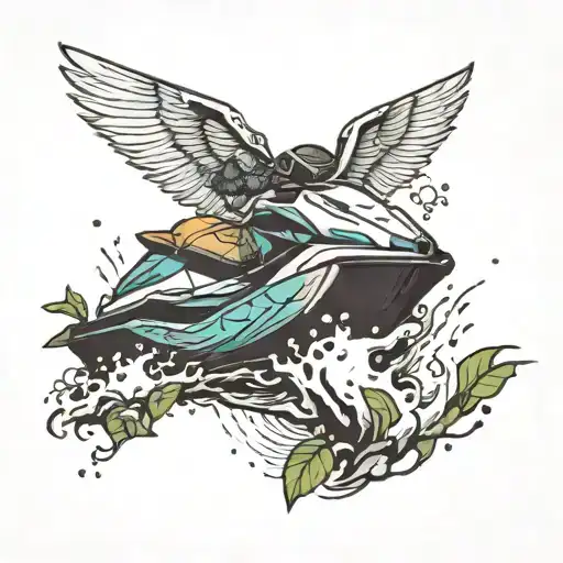 jet ski made out of trees tattoo design idea