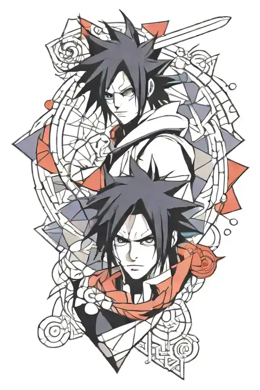 uchiha sasuke geometric tattoo design idea