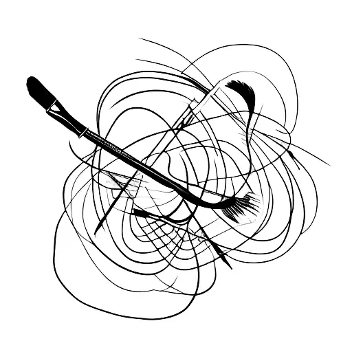 A paintbrush and a quill pen crossed together tattoo design idea