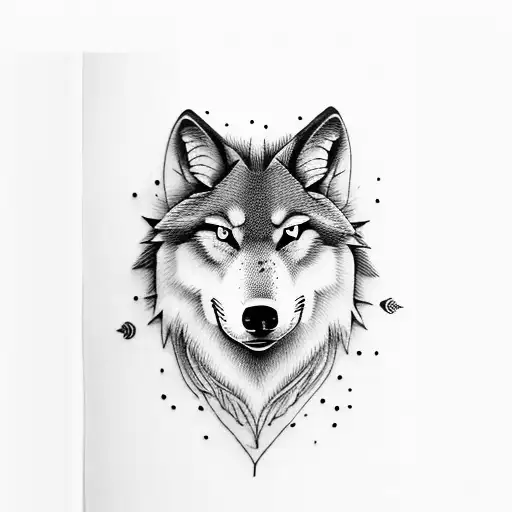 A smoking pipe with a silhouette of a wolf tattoo design idea