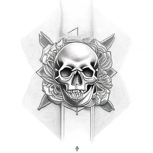 skull priest symmetrical tattoo design idea