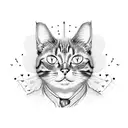 a cat with crazy eyes jumps out of a chest tattoo design idea
