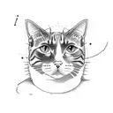 a cat with crazy eyes jumps out of a chest tattoo design idea