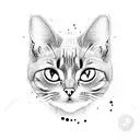 a cat with crazy eyes jumps out of a chest tattoo design idea