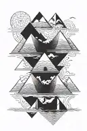 pyramids, water, discipline tattoo design idea