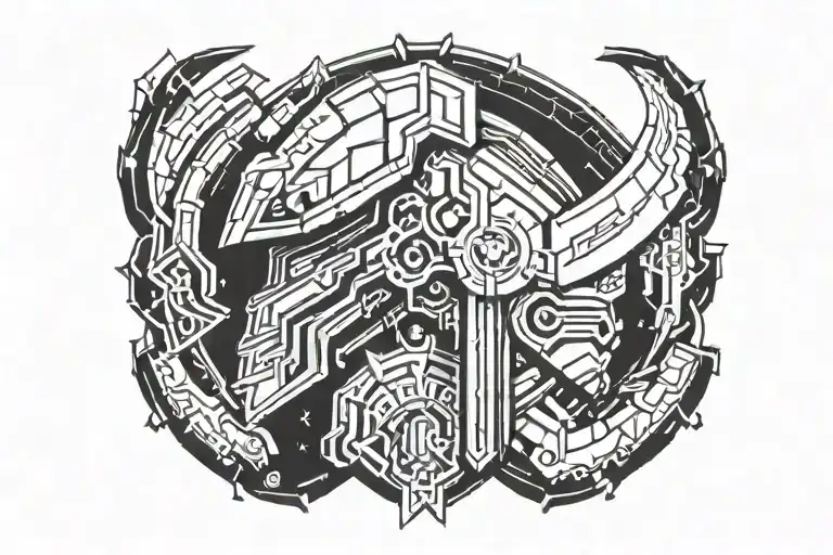 armour side profile tattoo design idea