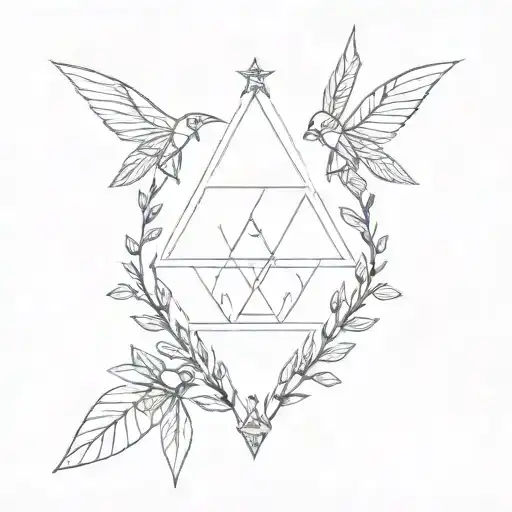 Zelda triforce. fine lines. the lines are made of small vines, leaves, and tiny flowers tattoo design idea