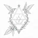 Zelda triforce. fine lines. the lines are made of small vines, leaves, and tiny flowers tattoo design idea