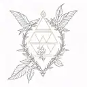 Zelda triforce. fine lines. the lines are made of small vines, leaves, and tiny flowers tattoo design idea