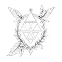 Zelda triforce. fine lines. the lines are made of small vines, leaves, and tiny flowers tattoo design idea
