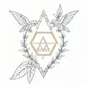 Zelda triforce. fine lines. the lines are made of small vines, leaves, and tiny flowers tattoo design idea
