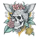 flowers , honey comb , " The devil tried to take me out. So now he's trying to wear me out; not today Satan" tattoo design idea