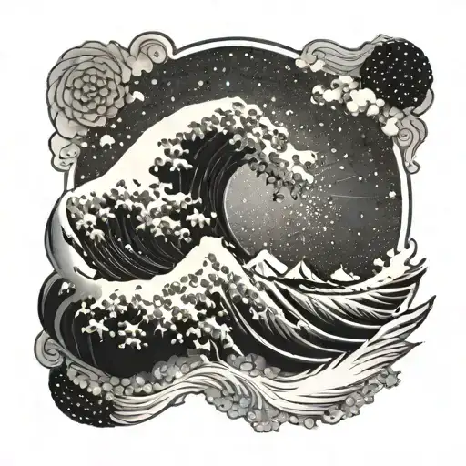 great wave breaking tattoo design idea