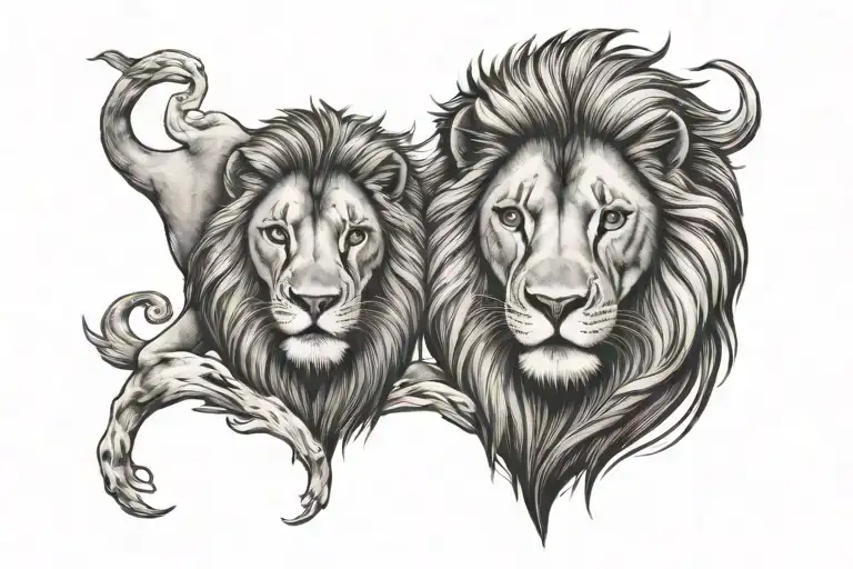 lion and lamb tattoo design idea