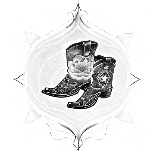 cowboy boots and converse with heart lasso tattoo design idea