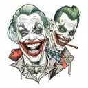 Harley Quinn and joker heavy smile realistic tattoo design idea