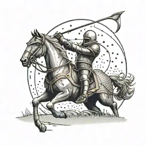 A knight hunting with a bow and arrow on a golf course tattoo design idea