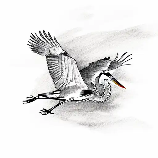 great blue heron in flight tattoo design idea