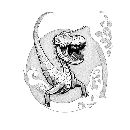 Lily with a dino mark and initial I  tattoo design idea